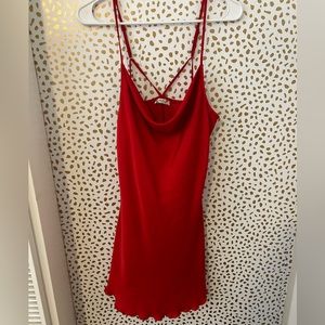 Free People red satin cowl neck mini dress